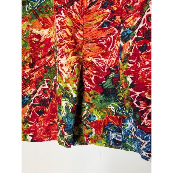 Chico's Cotton SIlk 3/4 Sleeve Crop Blazer Multi-Color Floral Abstract Size 1/ M - Picture 8 of 8
